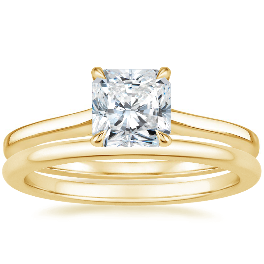 18K Yellow Gold Provence Ring with Petite Comfort Fit Wedding Ring