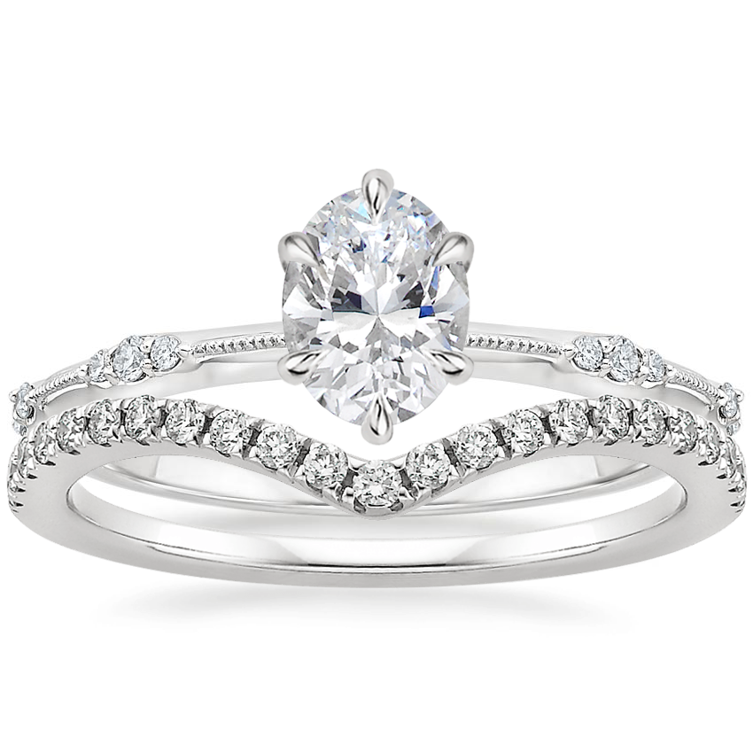18K White Gold Alena Diamond Ring with Flair Diamond Ring (1/6 ct. tw.)