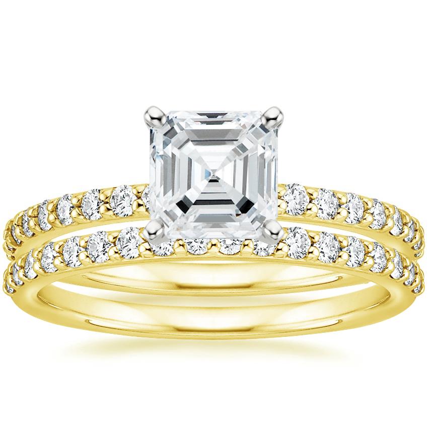 14K Yellow Gold Luxe Petite Shared Prong Diamond Ring with Petite Shared Prong Diamond Ring (1/4 ct. tw.)