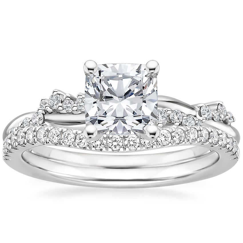 Platinum Pirouette Diamond Ring with Curved Ballad Diamond Ring (1/6 ct. tw.)