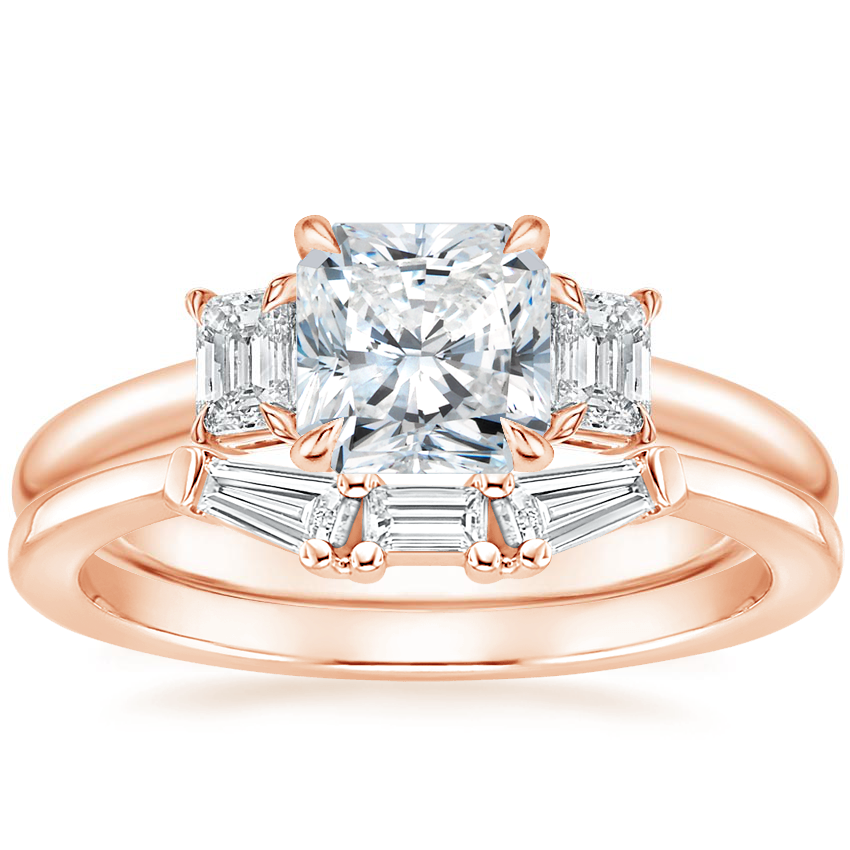 14K Rose Gold Rhiannon Diamond Ring (1/4 ct. tw.) with Tapered Baguette Diamond Ring
