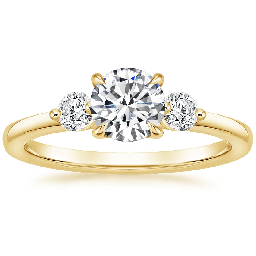 18K Yellow Gold Perfect Fit Three Stone Diamond Ring, large top view