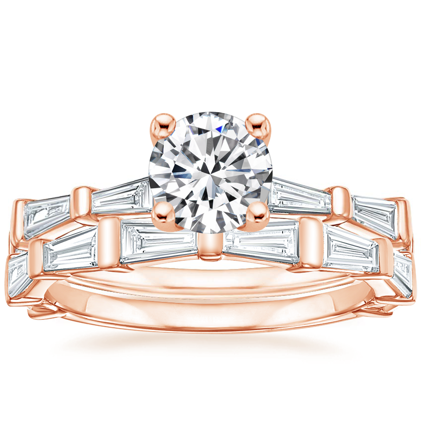 14K Rose Gold Memoir Baguette Diamond Ring (1/2 ct. tw.) with Memoir Baguette Diamond Ring (3/4 ct. tw.)