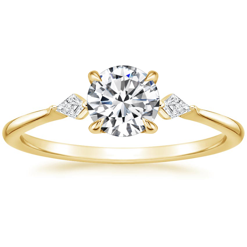 18K Yellow Gold Petite Cometa Three Stone Diamond Ring, large top view
