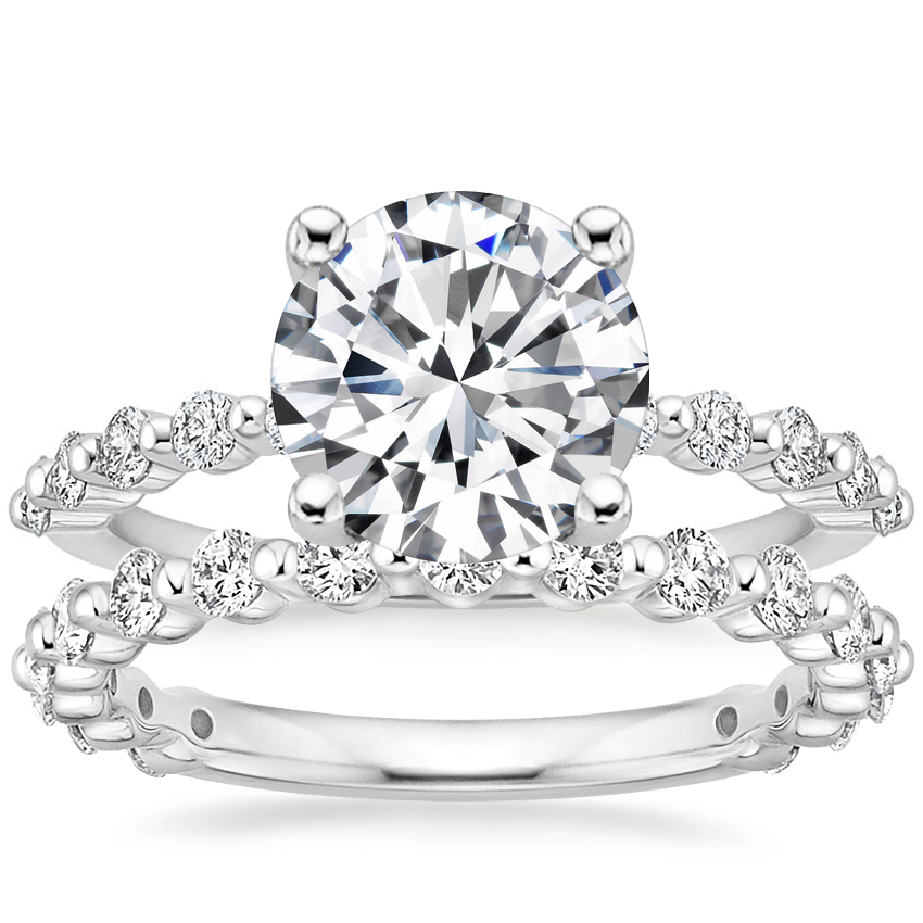 18K White Gold Marseille Diamond Ring (1/4 ct. tw.) with Luxe Marseille Diamond Ring (1/2 ct. tw.)