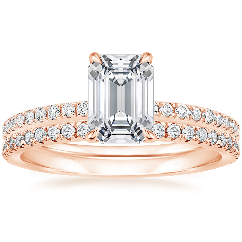 14K Rose Gold Luxe Perfect Fit Diamond Ring (1/4 ct. tw.) with Luxe Sia Diamond Open Ring (1/5 ct. tw.)