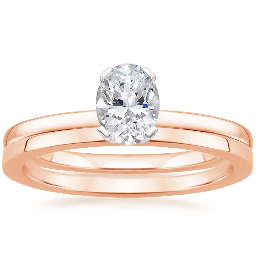 14K Rose Gold Melinda Ring with Petite Quattro Wedding Ring