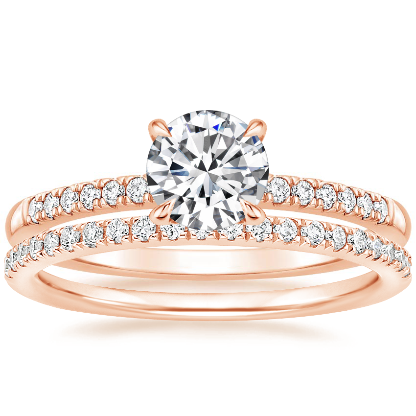 14K Rose Gold Petite Viviana Diamond Ring (1/6 ct. tw.) with Ballad Diamond Ring (1/6 ct. tw.)