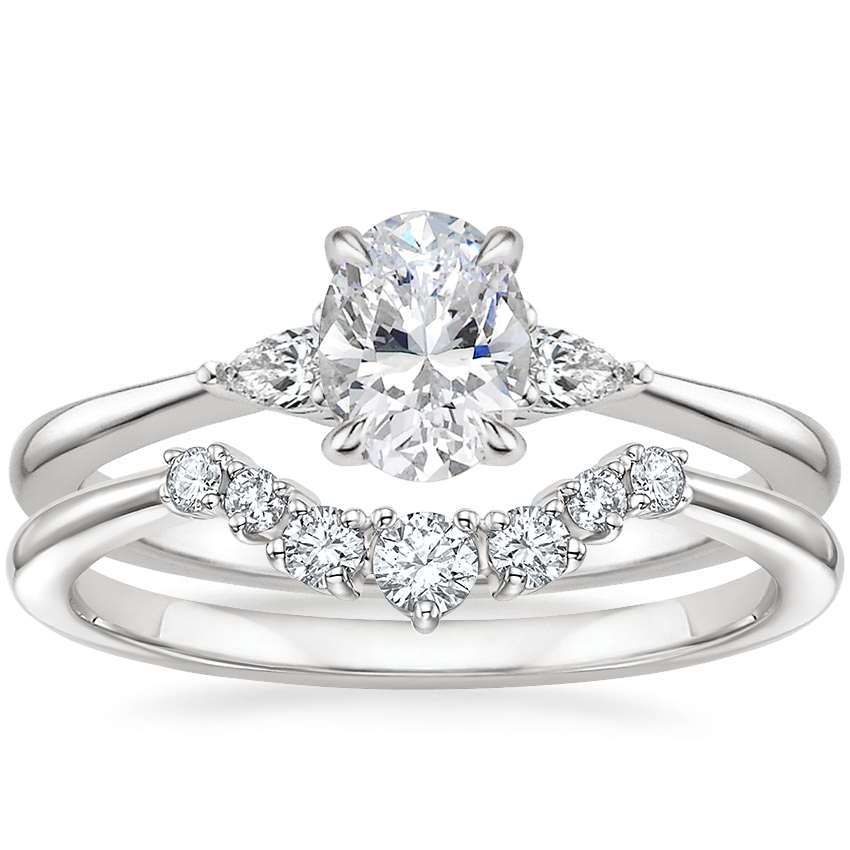 18K White Gold Aria Diamond Ring (1/10 ct. tw.) with Aria Contoured Diamond Ring (1/6 ct. tw.)