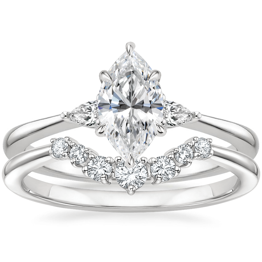 18K White Gold Aria Contoured Diamond Bridal Set