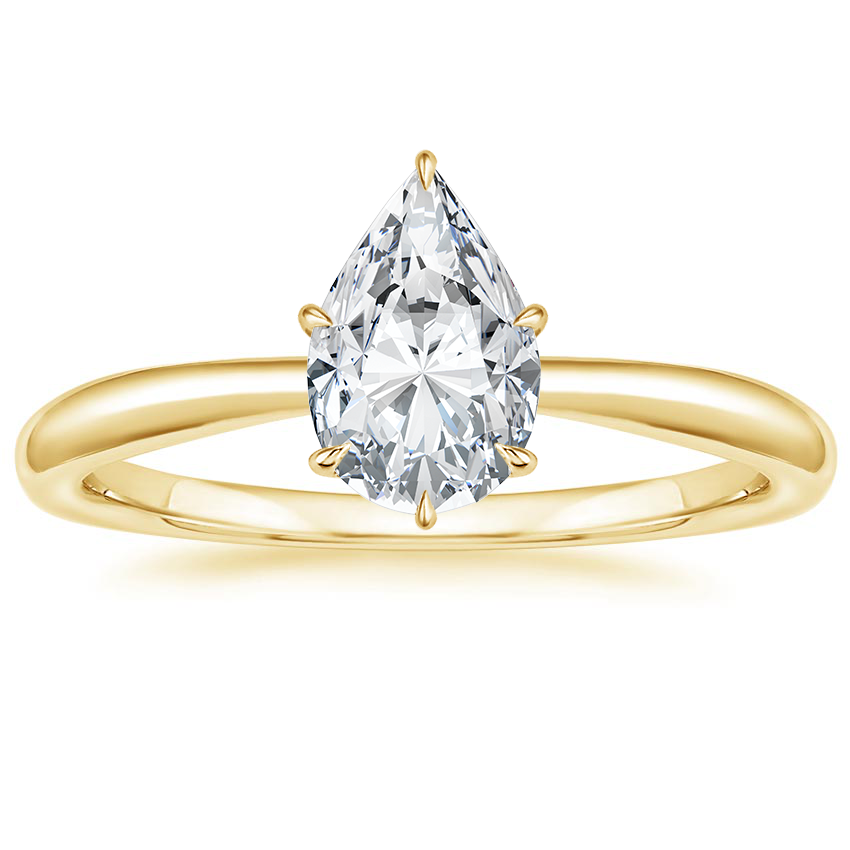 18K Yellow Gold Freesia 2mm Solitaire Ring, large top view