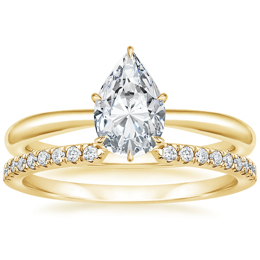 18K Yellow Gold Freesia Ring with Sia Diamond Open Ring