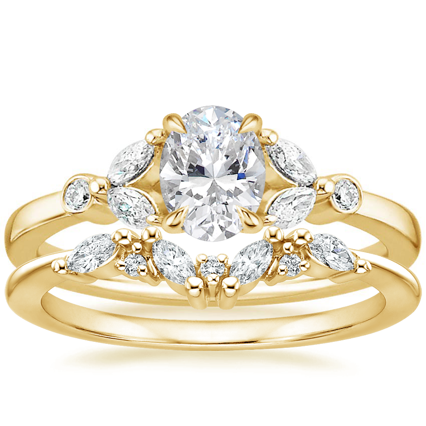 18K Yellow Gold Verbena Diamond Ring with Yvette Diamond Ring
