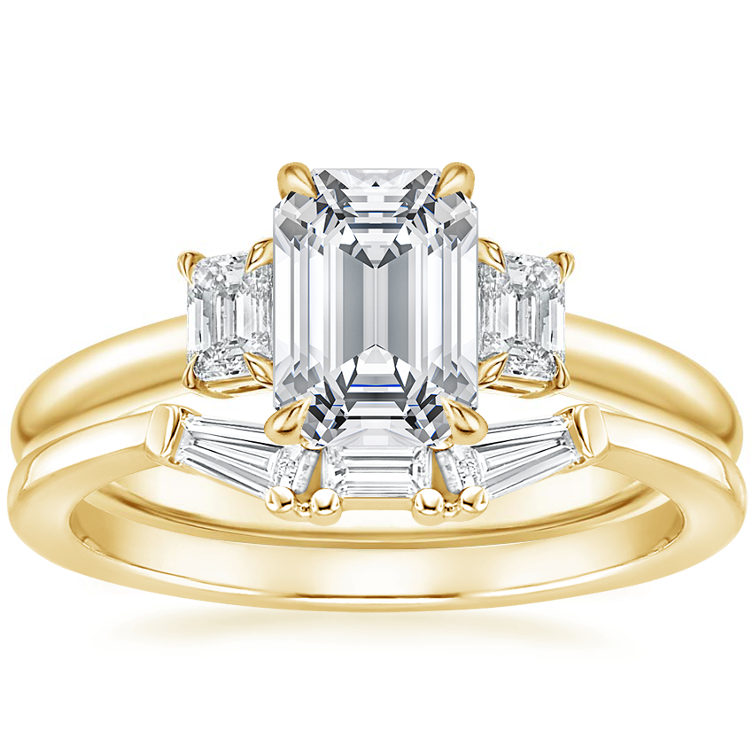 18K Yellow Gold Rhiannon Diamond Ring (1/4 ct. tw.) with Tapered Baguette Diamond Ring