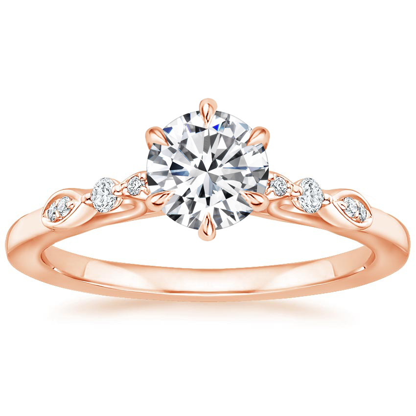 14K Rose Gold Rochelle Diamond Ring, large top view