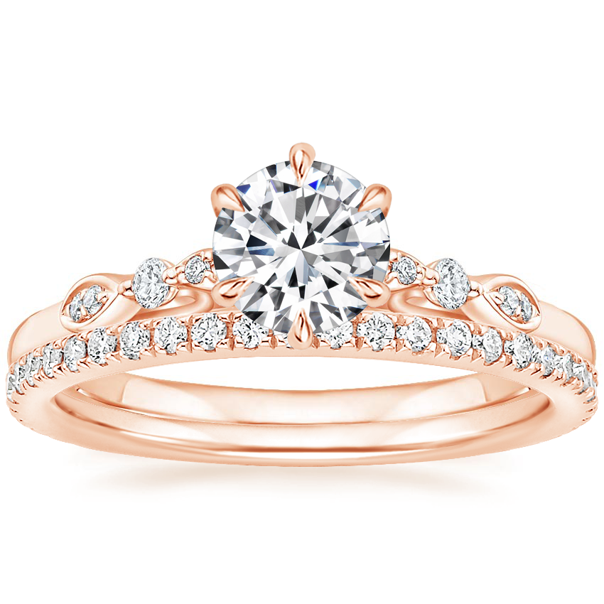 14K Rose Gold Rochelle Diamond Ring with Luxe Ballad Diamond Ring (1/4 ct. tw.)