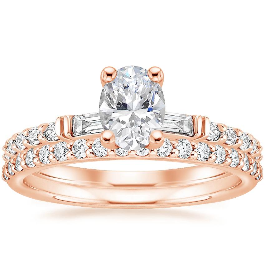 14K Rose Gold Regency Diamond Ring with Petite Shared Prong Diamond Ring (1/4 ct. tw.)