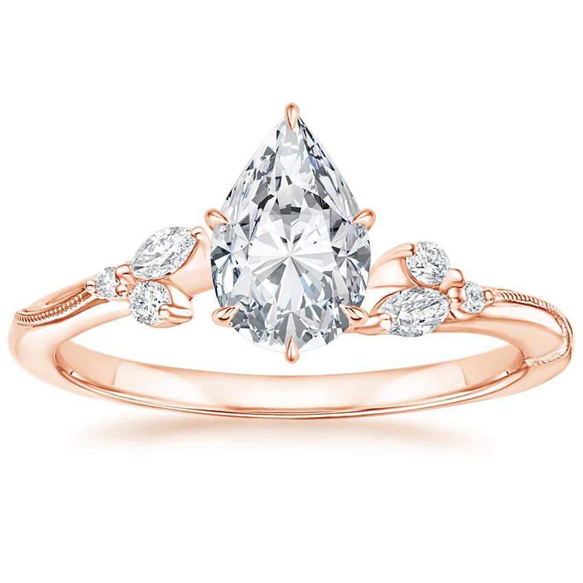 Pear 14K Rose Gold Camellia Diamond Ring