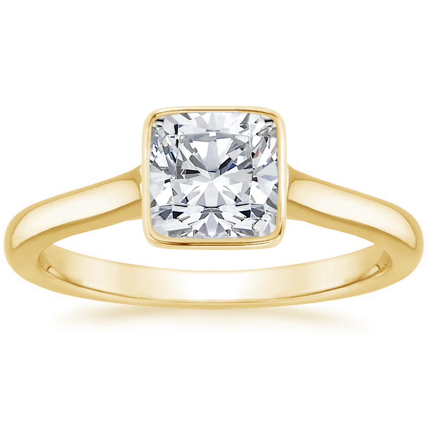 14K Yellow Gold Luna 2mm Bezel Ring, large top view