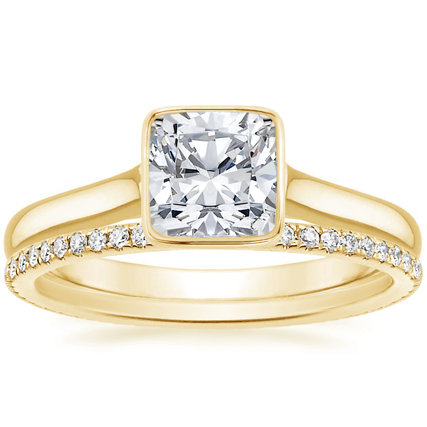 18K Yellow Gold Luna Ring with Whisper Eternity Diamond Ring (1/4 ct. tw.)