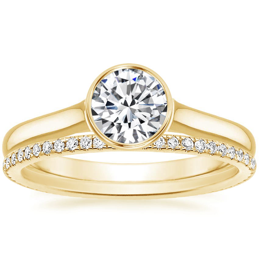 18K Yellow Gold Luna Ring with Whisper Eternity Diamond Ring (1/4 ct. tw.)