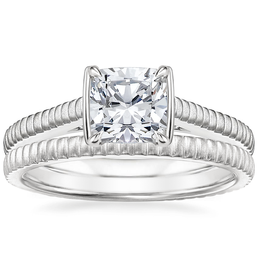 18K White Gold Jade Trau Satin Esthética Solitaire Ring with Jade Trau Satin Esthética Ring
