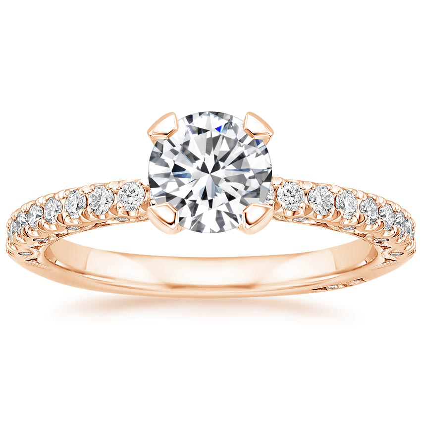 Round 18K Rose Gold Tacori Petite Crescent Diamond Ring