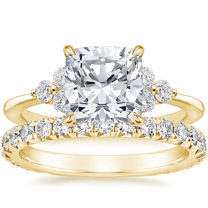18K Yellow Gold Luxe Melody Diamond Ring (1/5 ct. tw.) with Luxe Sienna Diamond Ring (5/8 ct. tw.)