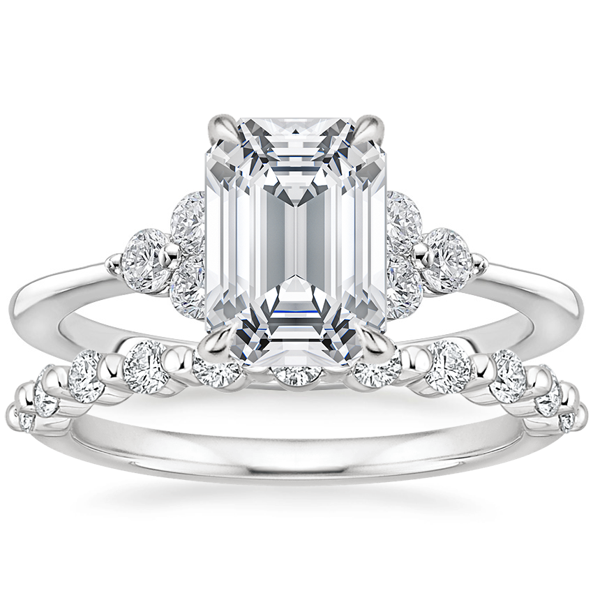 18K White Gold Luxe Melody Diamond Ring (1/5 ct. tw.) with Marseille Diamond Ring (1/3 ct. tw.)