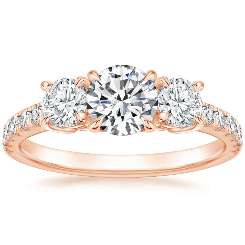 14K Rose Gold Constance Three Stone Diamond Ring (3/4 ct. tw.), large top view