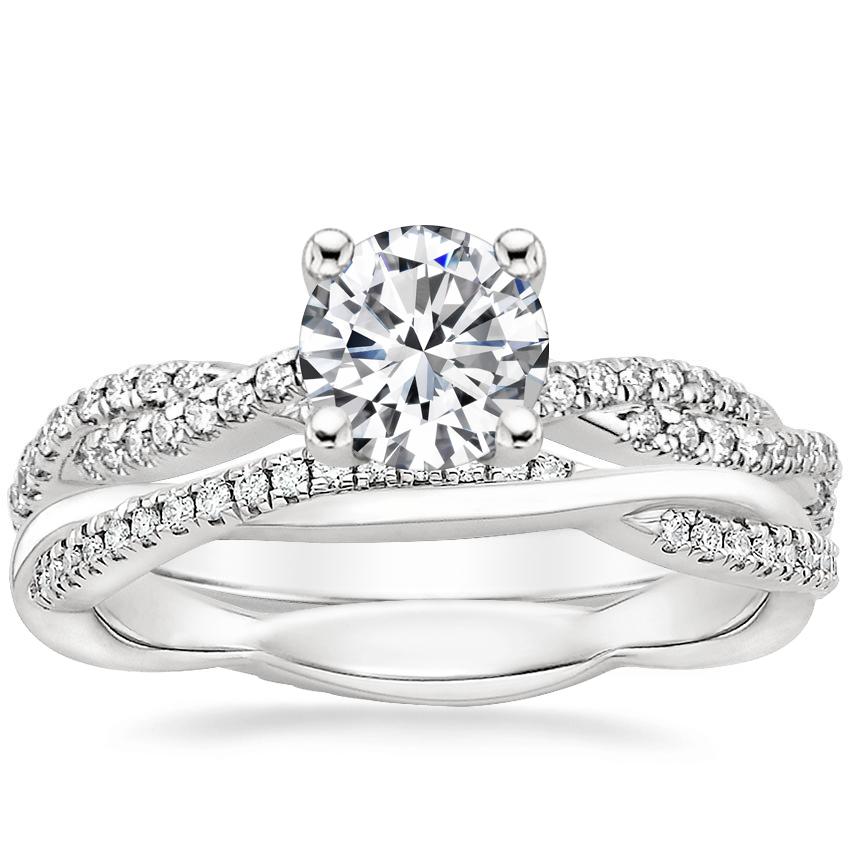18K White Gold Petite Luxe Twisted Vine Diamond Ring (1/4 ct. tw.) with ...
