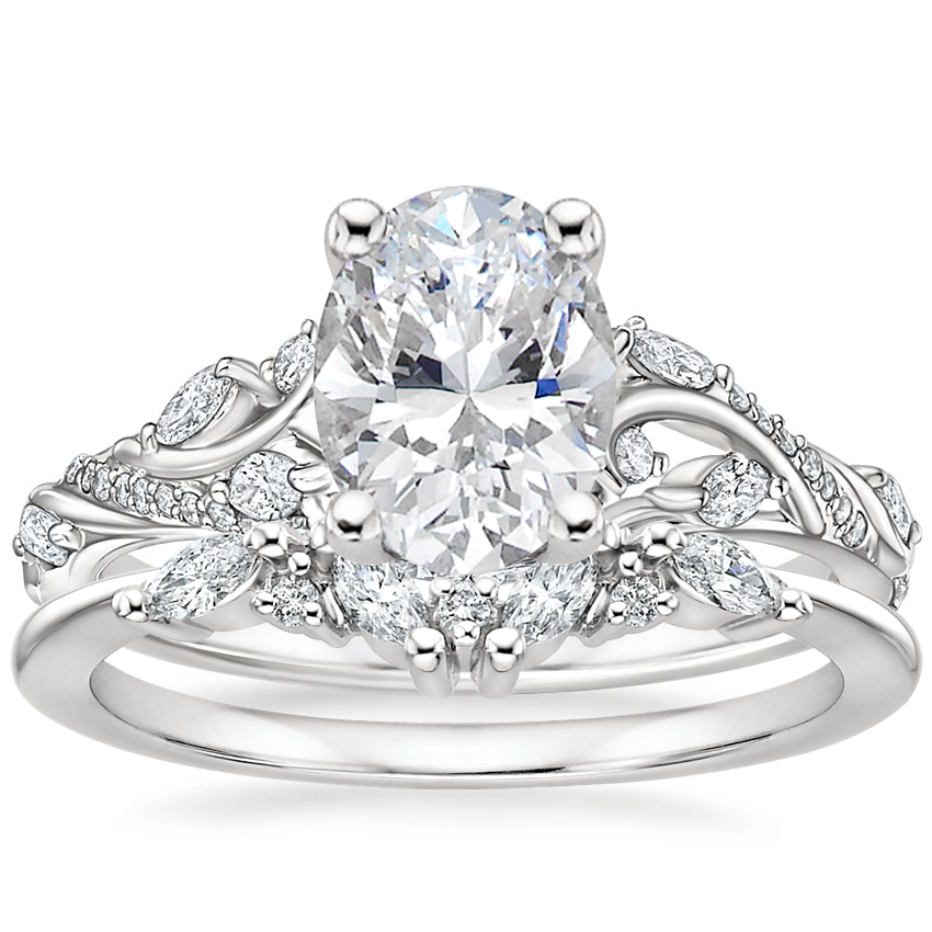 Platinum Begonia Vine Diamond Ring (1/2 ct. tw.) with Yvette Diamond Ring