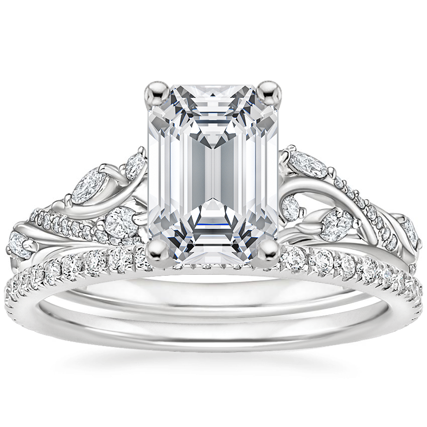Platinum Begonia Vine Diamond Ring (1/2 ct. tw.) with Luxe Ballad Diamond Ring (1/4 ct. tw.)