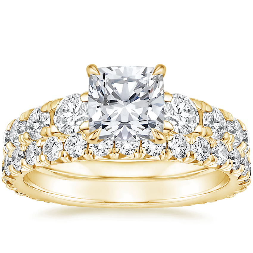 18K Yellow Gold Tapered Sienna Diamond Ring with Premier Luxe Sienna Diamond Ring (5/8 ct. tw.)