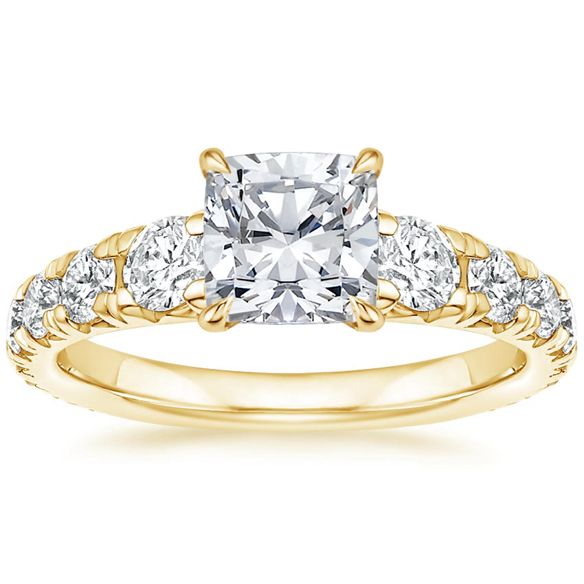 18K Yellow Gold Tapered Luxe Sienna Diamond Ring, large top view