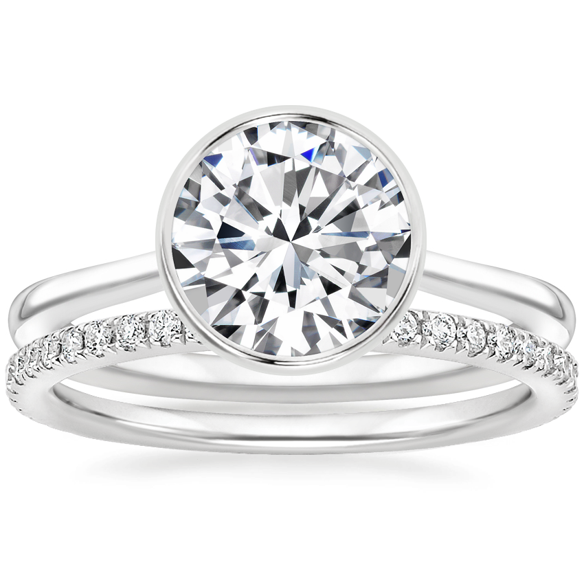 Platinum Petite Luna Bezel Ring with Luxe Ballad Diamond Ring (1/4 ct. tw.)