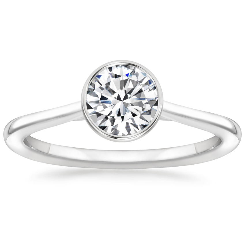 14K White Gold Petite Luna 1.5mm Bezel Ring, large top view