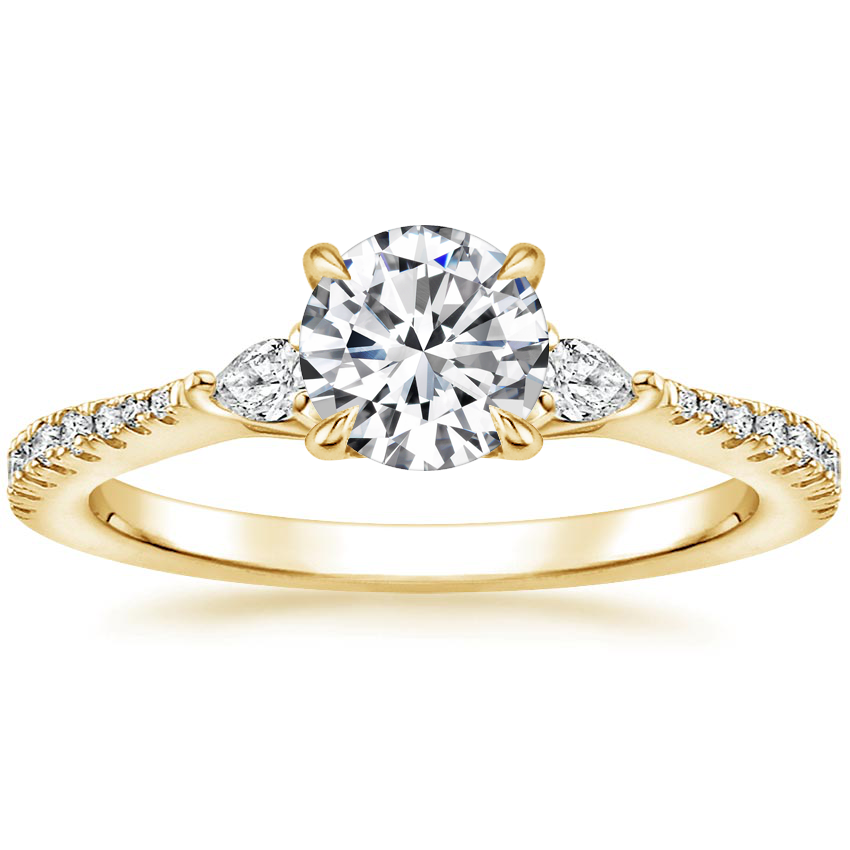 18K Yellow Gold Tapered Luxe Aria Three Stone Diamond Ring (1/5 ct. tw.), large top view