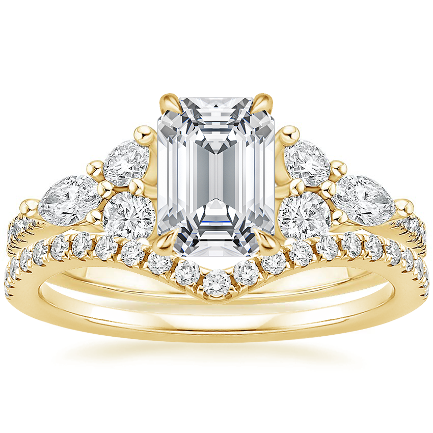 18K Yellow Gold Luxe Nadia Diamond Ring (1/2 ct. tw.) with Flair Diamond Ring (1/6 ct. tw.)