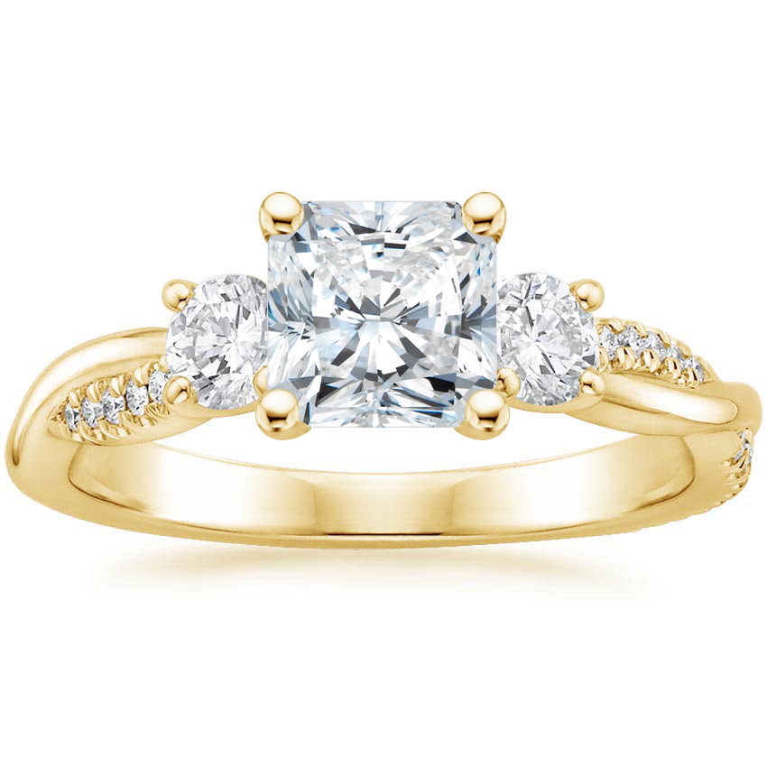18K Yellow Gold Petite Twisted Vine Three Stone Diamond Ring (2/5 ct. tw.), large top view