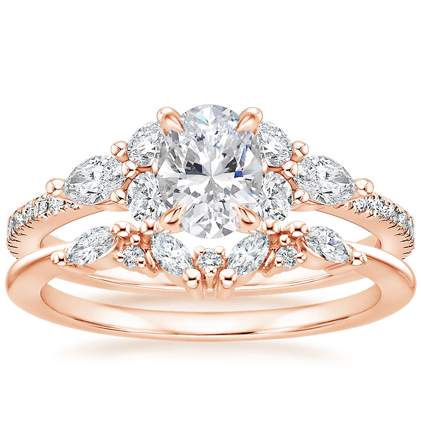 14K Rose Gold Luxe Nadia Diamond Ring (1/2 ct. tw.) with Yvette Diamond Ring