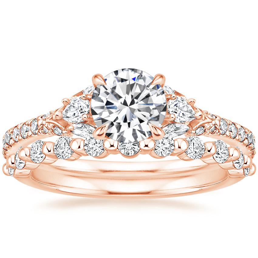14K Rose Gold Ava Diamond Ring (1/2 ct. tw.) with Marseille Diamond Ring (1/3 ct. tw.)
