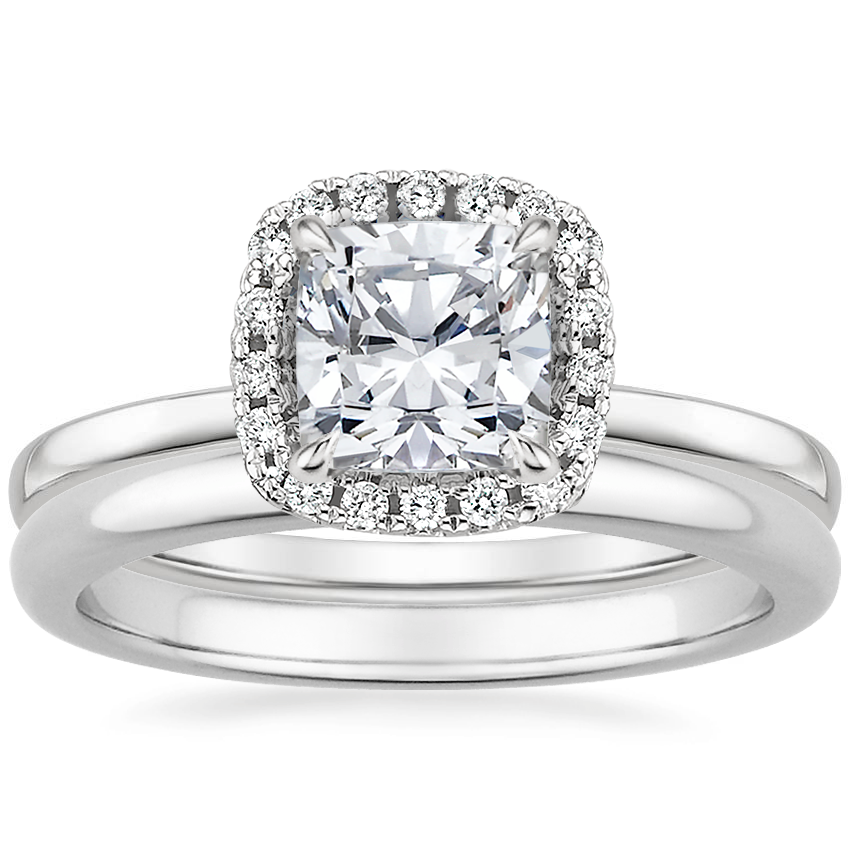 18K White Gold Vienna Diamond Ring with 2mm Comfort Fit Wedding Ring
