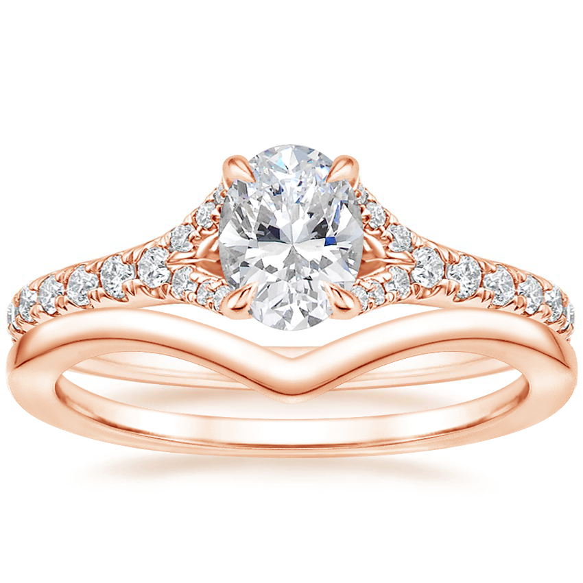 14K Rose Gold Felicity Diamond Ring (1/4 ct. tw.) with Chevron Ring