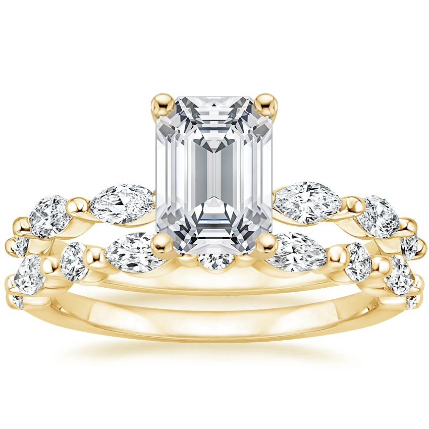 18K Yellow Gold Joelle Diamond Ring (1/3 ct. tw.) with Versailles Diamond Ring (3/8 ct. tw.)