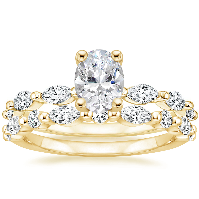 18K Yellow Gold Joelle Diamond Ring (1/3 ct. tw.) with Versailles Diamond Ring (3/8 ct. tw.)