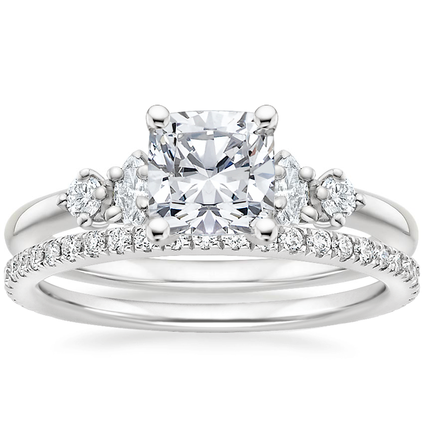 Platinum Miroir Diamond Ring with Luxe Ballad Diamond Ring (1/4 ct. tw.)