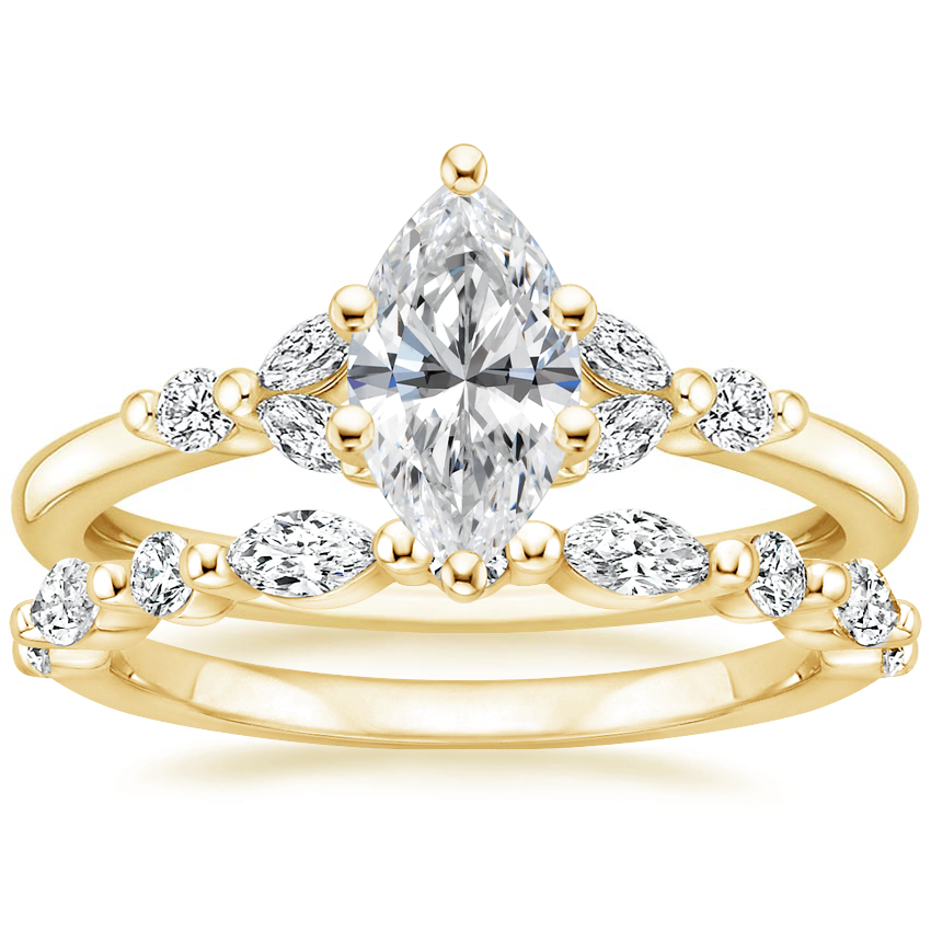 18K Yellow Gold Verbena Diamond Ring with Versailles Diamond Ring (3/8 ct. tw.)