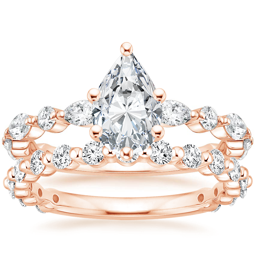 14K Rose Gold Luxe Versailles Diamond Ring (1/2 ct. tw.) with Luxe Marseille Diamond Ring (1/2 ct. tw.)