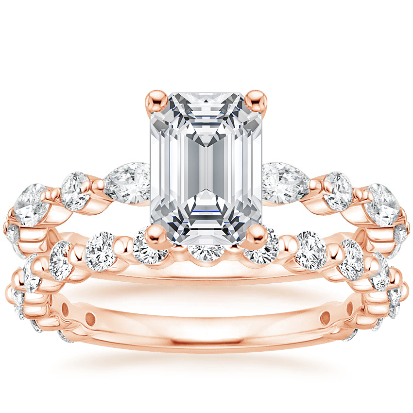 14K Rose Gold Luxe Versailles Diamond Ring (1/2 ct. tw.) with Luxe Marseille Diamond Ring (1/2 ct. tw.)